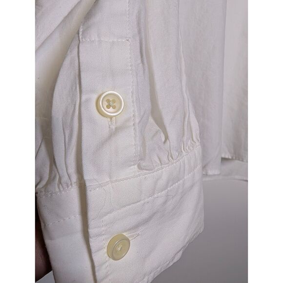 Everlane Shirt Women 8 NWT White The Wing Shoulder Mockneck Silky Cotton Blouse - Picture 7 of 8